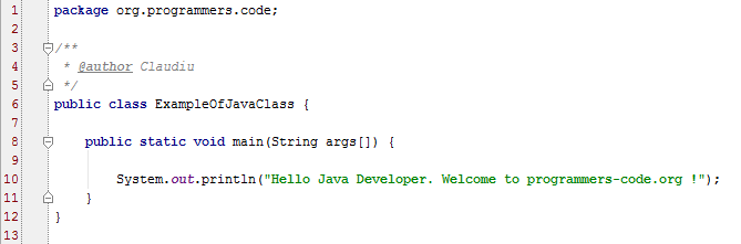 Example of a simplest Java Class